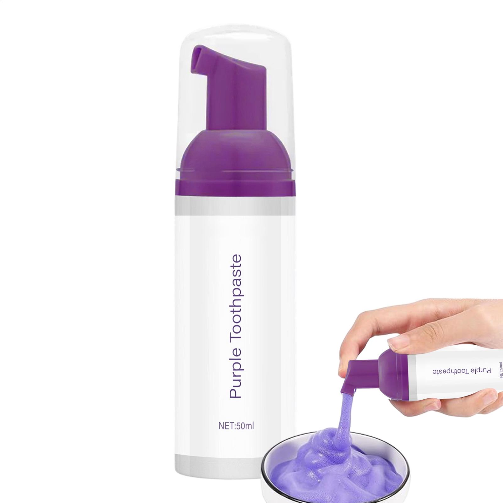Teeth Whitening Foam Toothpaste - Dentifrice blanchissant violet 50 ml, mousse