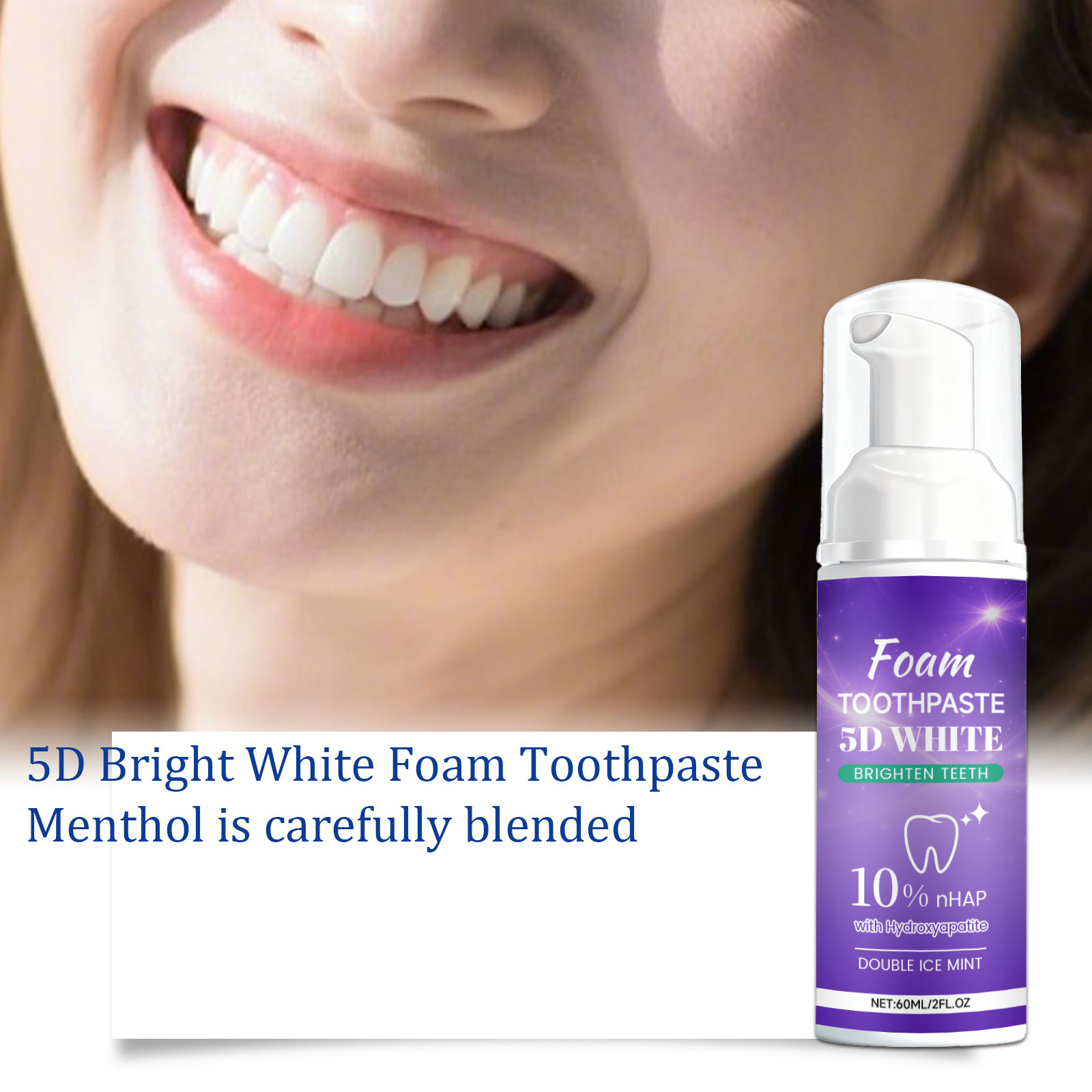 Teeth Whitening Foam Toothpaste - Bâtonnet de dentifrice blanchissant 5D en