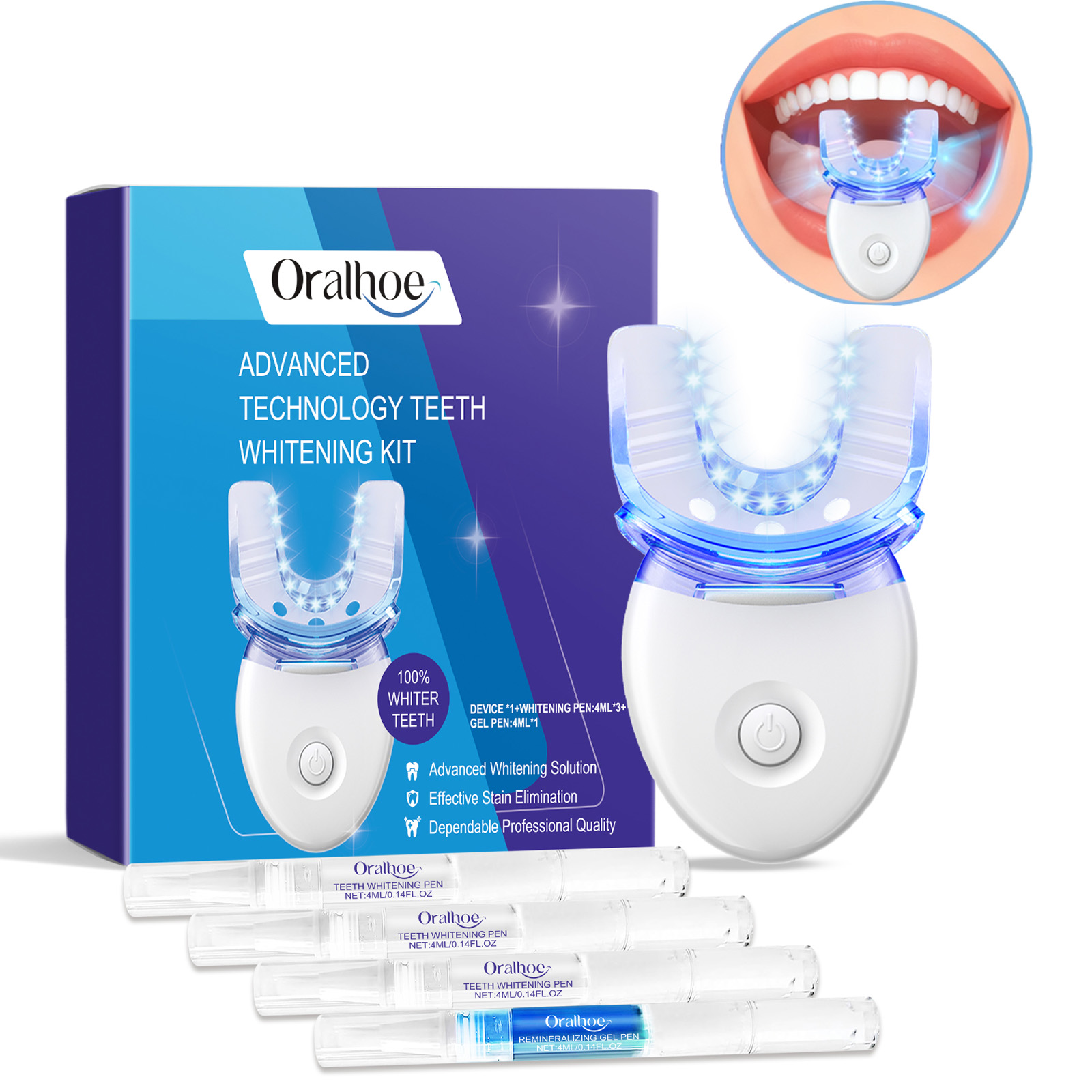 Teeth Whitening Blue Light - Kit professionnel de lumière LED de