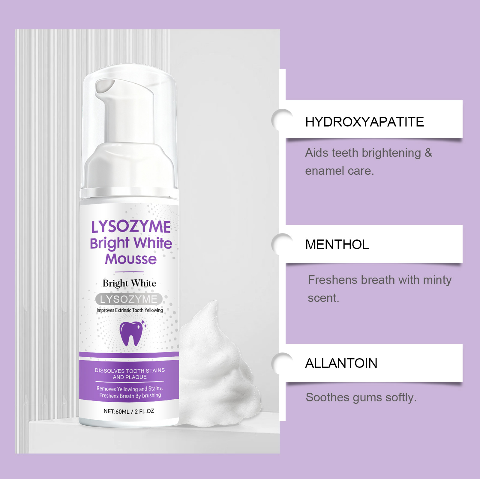 Mousse dentaire blanchissante  - Teeth Whitening Foam Toothpaste avis et prix